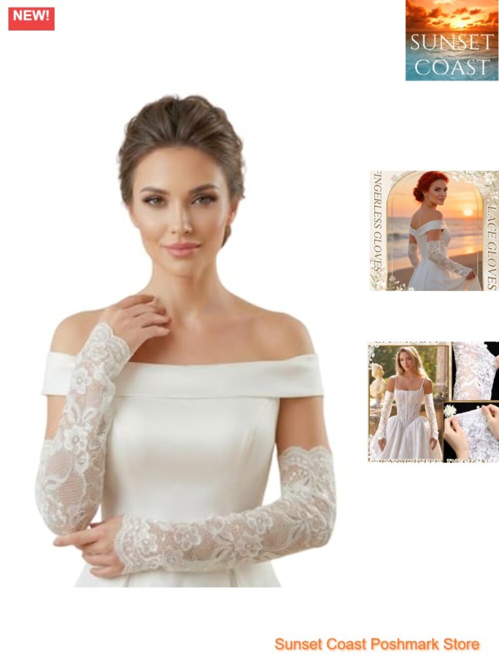 Elegant Lace Fingerless Bridal Gloves Women's Long Arm Sleeves Floral